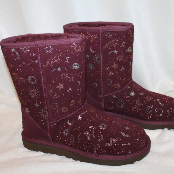 NIB CLASSIC SHORT WOMEN'S UGG ZODIAC SUEDE SHEARLING BOOTS - Picture 2 of 8